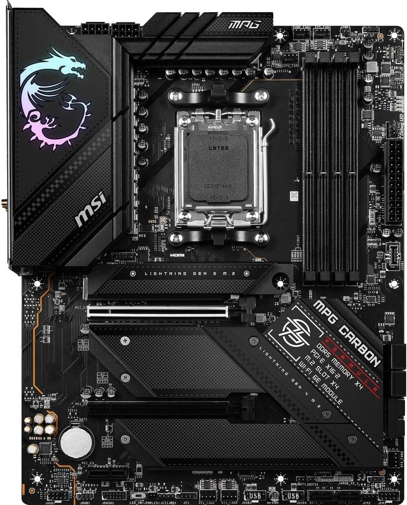 MSI MPG B650 Carbon WiFi Gaming Motherboard (AMD AM5, ATX, DDR5, PCIe 4.0, M.2, SATA 6Gb/s, USB 3.2 Gen 2, HDMI/DP, Wi-Fi 6E, AMD Ryzen 7000 Series Desktop Processors) - Image 2